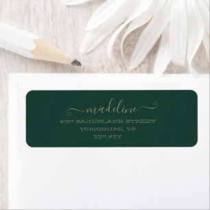 Custom Elegant Script Emerald Green Name Address 