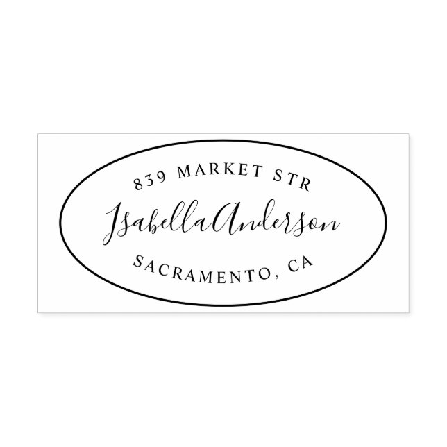 Custom Elegant Script Name Oval Return Address Rubber Stamp (Imprint)