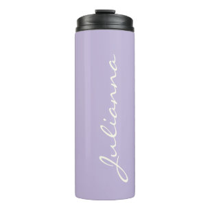 Custom Elegant Script Name Soft Lavender Bridal Thermal Tumbler