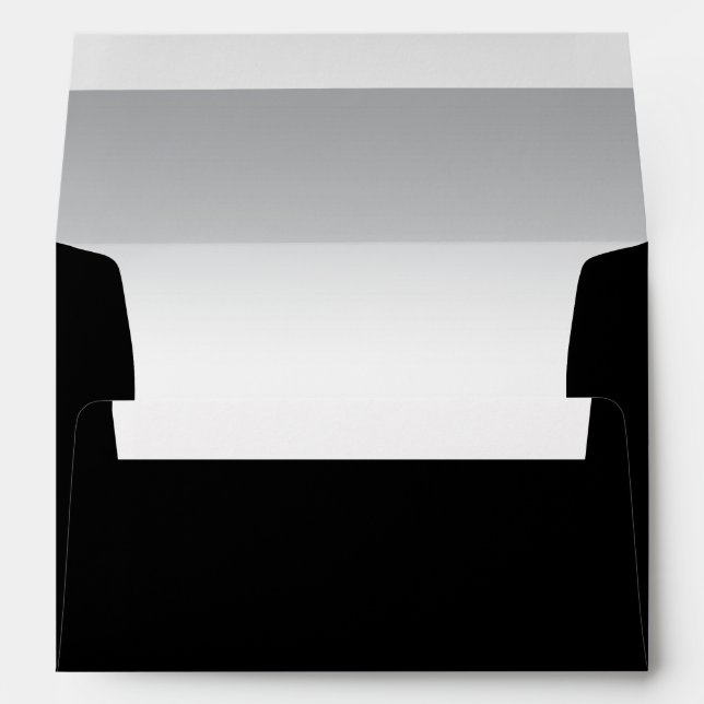 Custom Elegant Silver Black Wedding Return Address Envelope (Back (Bottom))