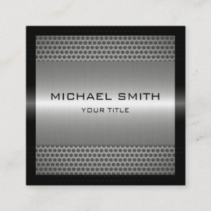 Custom Elegant Silver Stainless Metal Square Business Card