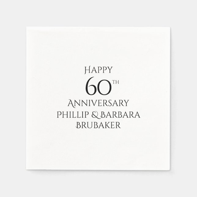 Custom Elegant Simple 60th Anniversary Party Napkin (Front)