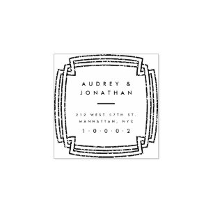 Custom Elegant Square Frame Wedding Return Address Rubber Stamp