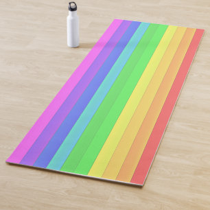 Custom Elegant Stripes Rainbow Colour Light Green Yoga Mat
