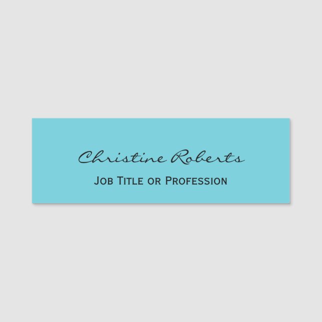 Custom Elegant Teal Aqua Business Employee  Name Tag (Front)