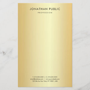 Custom Elegant Template Faux Gold Modern Simple Stationery