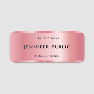 Custom Elegant Template Glamour Rose Gold Luxe Name Tag