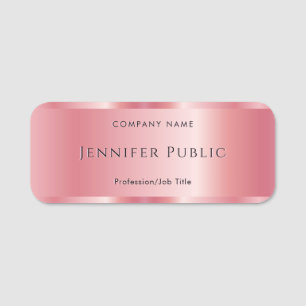Custom Elegant Template Glamourous Rose Gold Luxur Name Tag