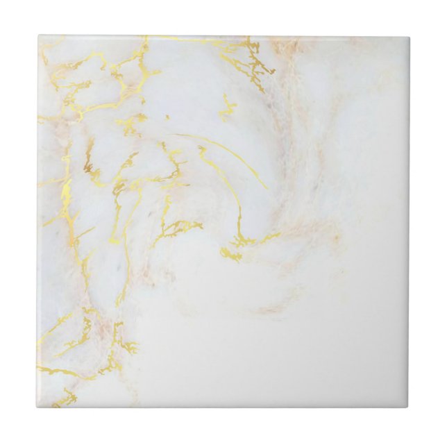 Custom Elegant Template Gold White Marble Tile (Front)