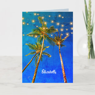 Custom Elegant Tropical Palm Trees String Lights Card