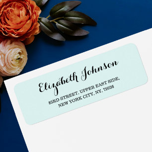 Custom Elegant Turquoise Aqua Blue Adresse de reto