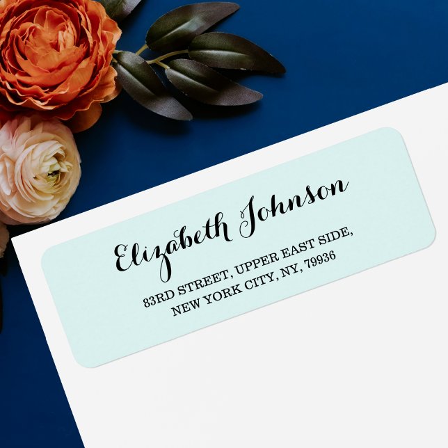 Custom Elegant Turquoise Aqua Blue Adresse de reto (Custom Elegant Turquoise Aqua Blue Return Address Label)