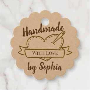 CUSTOM Elegant Vintage Cardboard Scallop Handmade Favour Tags
