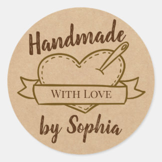 CUSTOM Elegant Vintage Handmade with Love Classic Round Sticker