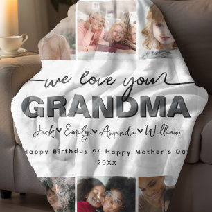 Custom Elegant We love you grandma Photo collage Fleece Blanket