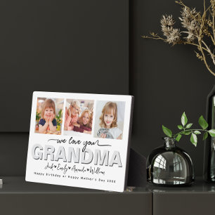 Custom Elegant We love you Grandma Photo collage Plaque