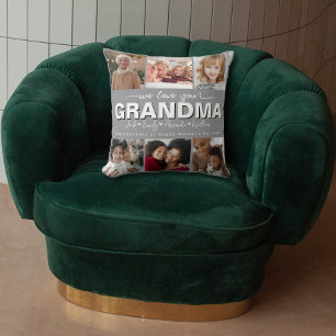 Custom Elegant We love you grandma Photo collage Throw Pillow