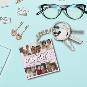 Custom Elegant We love you Mommy Photo collage Keychain