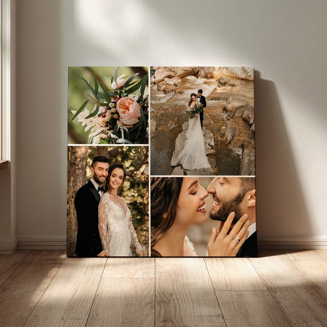 Custom Elegant Wedding Family Photo Collage Canvas Print (Creator Uploaded)