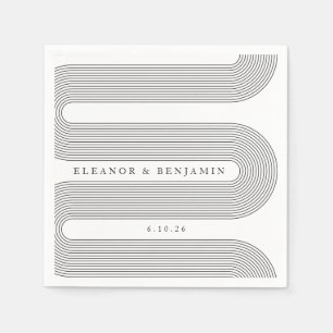 Custom Elegant White Arch Lines Trendy Wedding Napkin