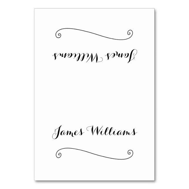 Custom Elegant White Place Setting Cards (Front)