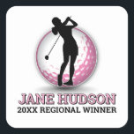 Custom Elegant Women Golfer Monogram Design Square Sticker<br><div class="desc">Minimalist Custom Elegant Women Golfer Monogram Design by Edward Eksi. Easy modification of TEXTS for your needs.</div>