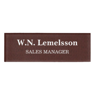 Custom Elegant Wood-Grain Name Tag