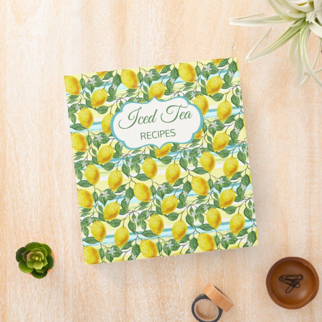 Custom Elegant Yellow Lemons Fruit Floral Recipes Binder (In Situ)
