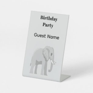 Custom Elephant Birthday Table Name Pedestal Sign