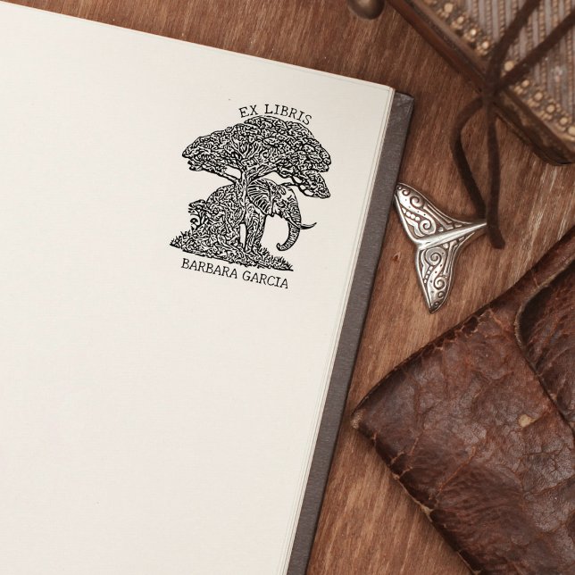 Custom Elephant Ex Libris Bookplate Rubber Stamp (Creator Uploaded)