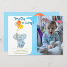 Custom Elephant First Birthday Boy 