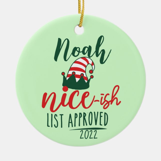 Custom Elf Christmas Ornament - Personalized Decor (Front)