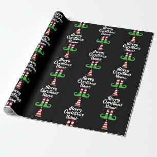Custom Elf Pattern Personalized Christmas Wrapping Paper