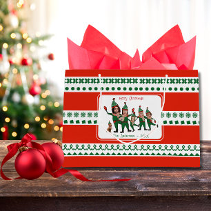 Custom Elf Your Family of Six Including Dog Funny Large Gift Bag