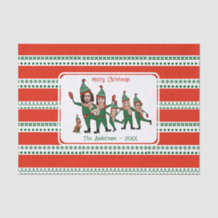 Custom Elf Your Family of Six Including Dog Funny Tissue Paper