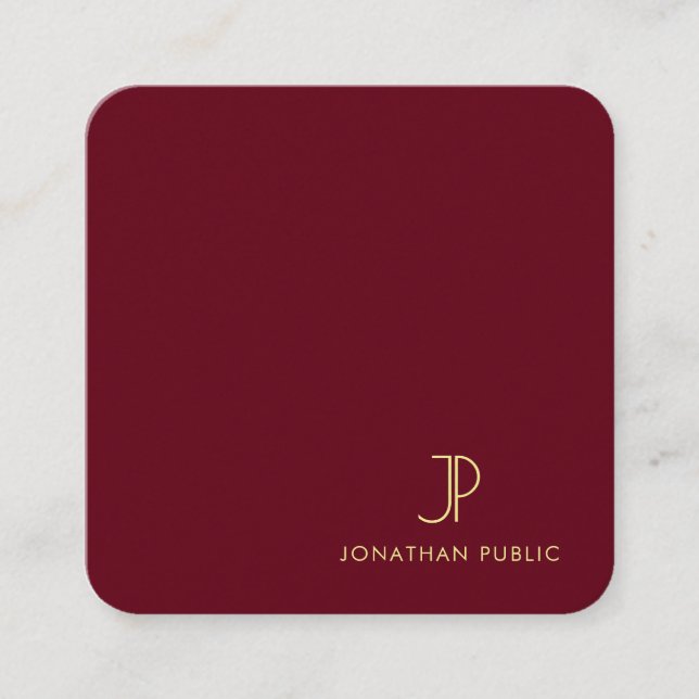 Custom Elite Monogram Template Luxe Premium Pearl Square Business Card (Front)