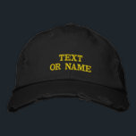 Custom Embroidered Hat Design Your Own Text, Name<br><div class="desc">Design your own unique look with this Custom Text & Logo Embroidered Hat. Easily personalize this baseball or trucker cap by choosing your font, thread color, hat color, and size, then add your name, company logo, slogan, number, letter, tagline, website, phone number, email, or social media handle. Perfect for business...</div>