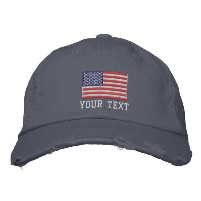 Custom embroidered hats with American flag logo (Front)