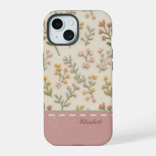 Custom Embroidery Cottagecore Wildflower Estética iPhone 15 Case