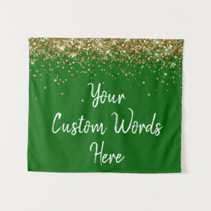Custom Emerald Birthday Party Gold Photo Booth Tapestry