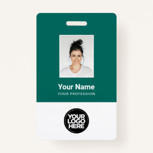 Custom Emerald Employee Photo Bar Code, Logo, Name Badge