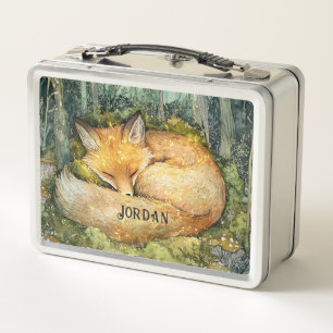Custom Emerald Forest Magical Fox  Metal Lunch Box