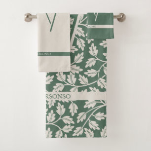 Custom Emerald Green Flower gift new couple Bath Towel Set