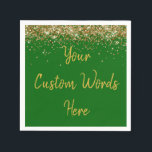Custom Emerald Green & Gold Glitter Birthday Party Napkin<br><div class="desc">personalized sweet 16 paper napkin,  personalised 1st 15th 16th serviette,  wedding reception cocktail hen do,  quinceanera mis quince for her,  couple rehearsal dinner vow renewal,  daughter bridal shower high school,  son college graduate baby boy,  25th anniversary 30th 40th 50th,  girl bachelorette weekend night 18th,  20th 21st wife husband graduation</div>