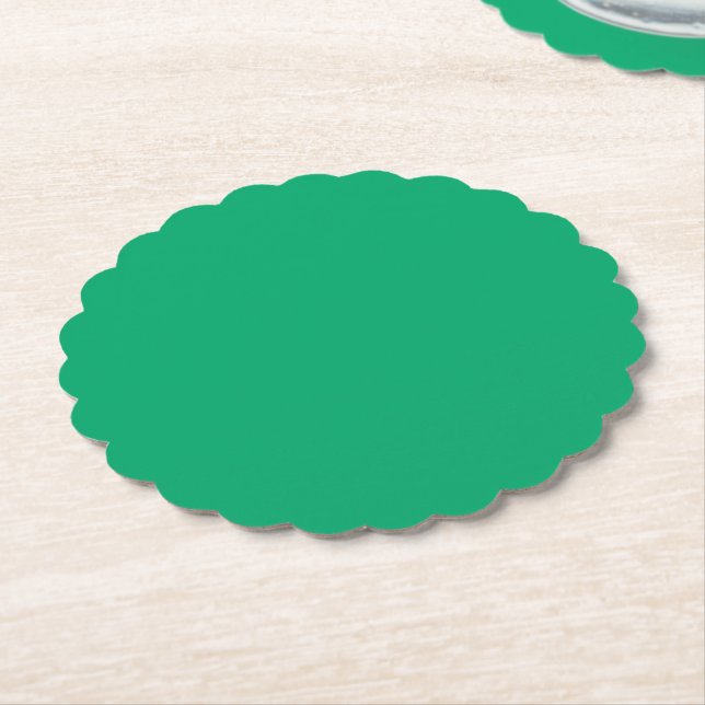 Custom Emerald Green Paper Coasters (Angled)