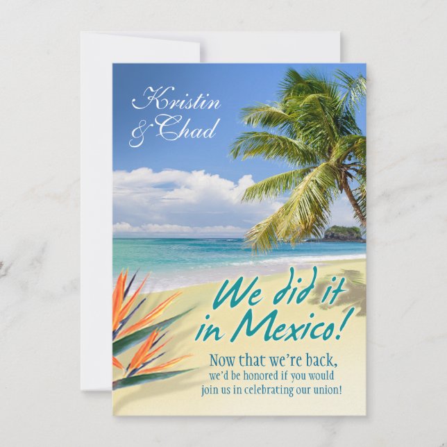 CUSTOM EMERALD WATERS (Mexico) wedding Invitation (Front)