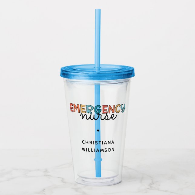 Custom Emergency Nurse ER Nurse Personalized Gift Acrylic Tumbler (Front)