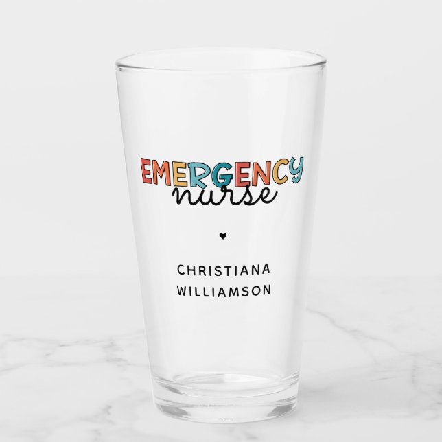 Custom Emergency Nurse ER Nurse Personalized Gifts Glass (Front)