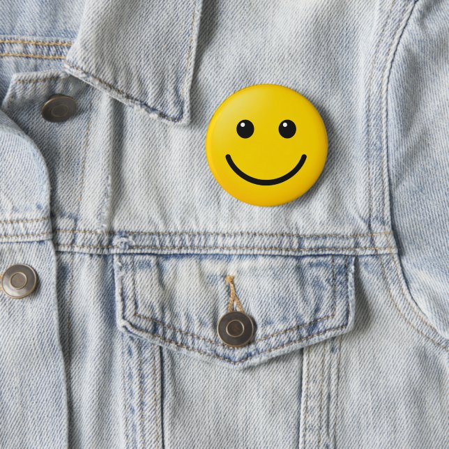 Custom Emoji Style Yellow Face Button Pin Accessor (In Situ)