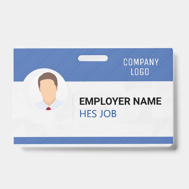 Custom Employee Badge Photo, Bar Code, Logo, Name (Front)